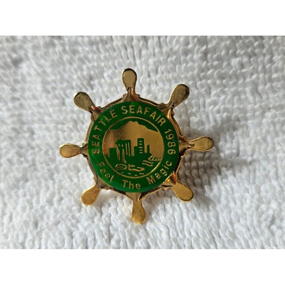 Vintage 1986 Seattle Seafair "Feel the Magic" Pin Nautical Helm Theme Pin